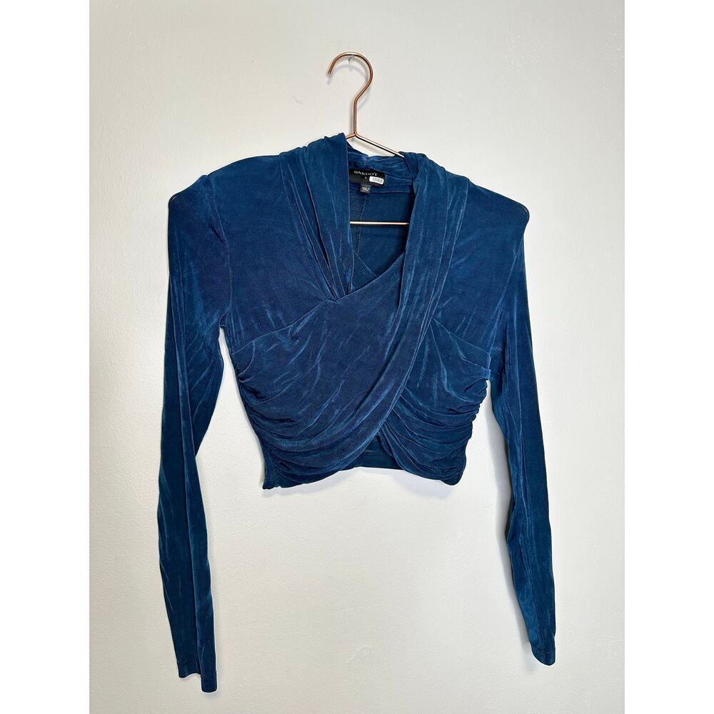 BARDOT Teal Crossover Wrapped Style Long Sleeve Wren Top Size Small - Picture 3 of 16
